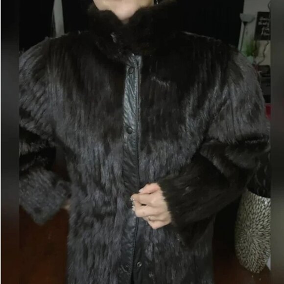 Vintage Women's Mink Fur Jacket Size M/L Elegant Dark Brown Mink Jacket - Picture 10 of 14